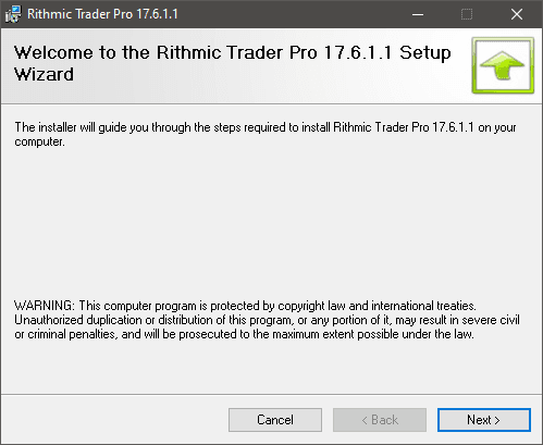 RTraderPro Installation Screenshot