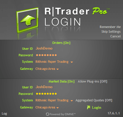 RTraderPro Login Screenshot